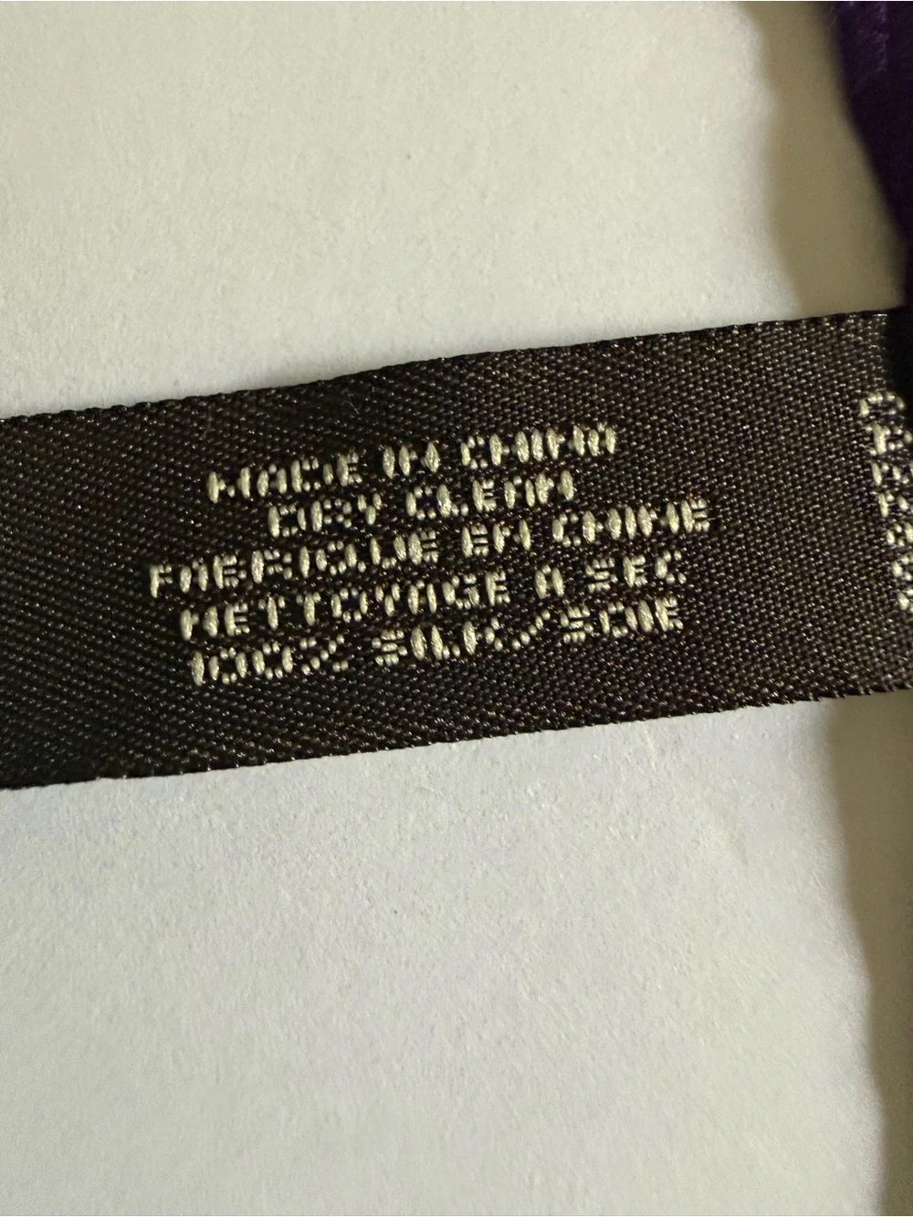 Coach Purple Silk Logo Tag Scarf